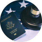 A passport and a gavel